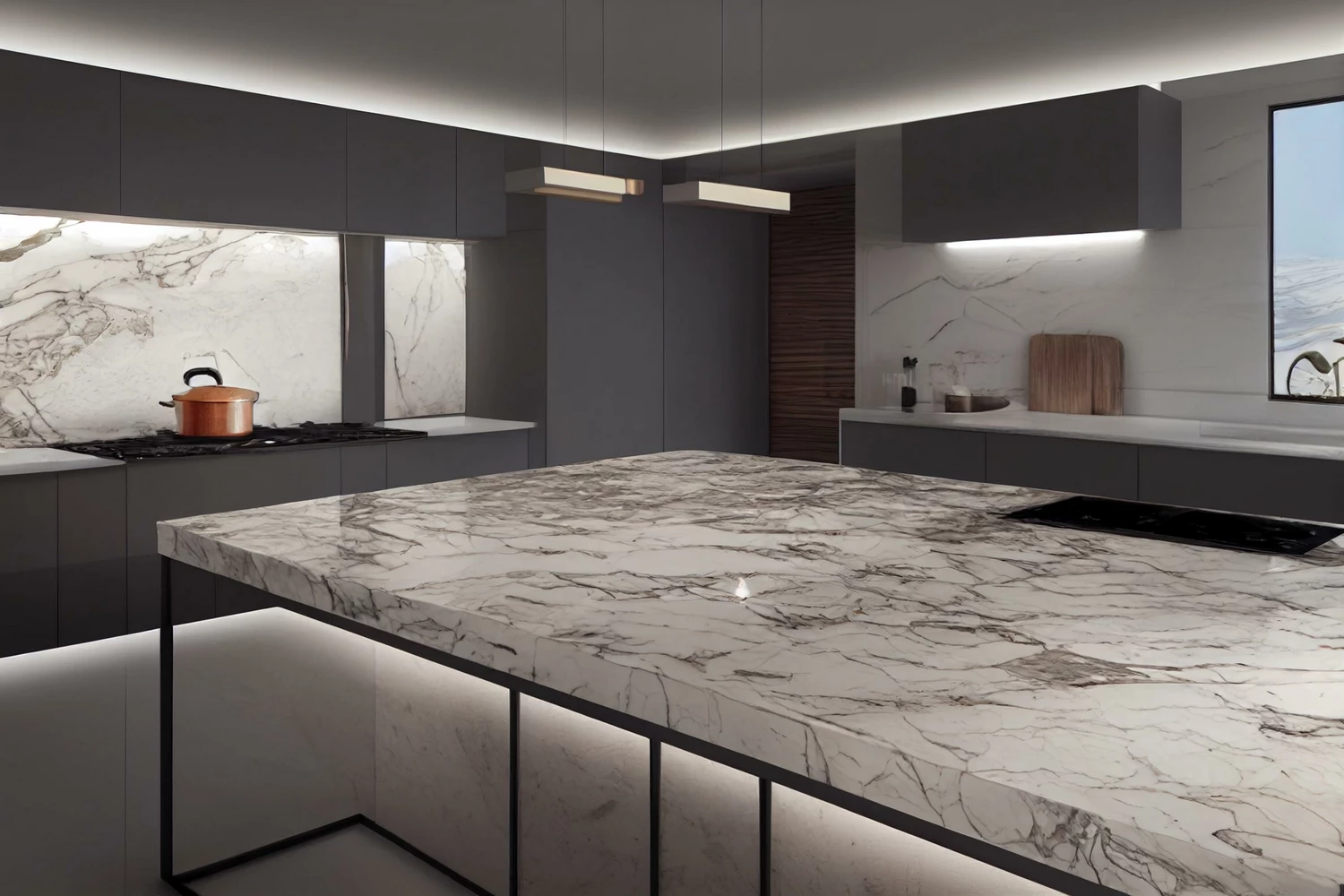 grey marble kitchen countertop
