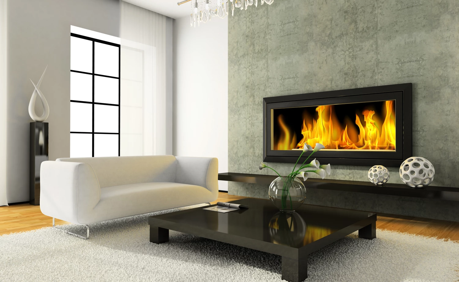 marble grey fireplace
